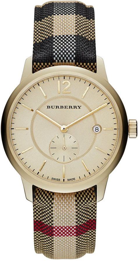 Burberry Women's Swiss Honey Check Fabric Strap Watch 